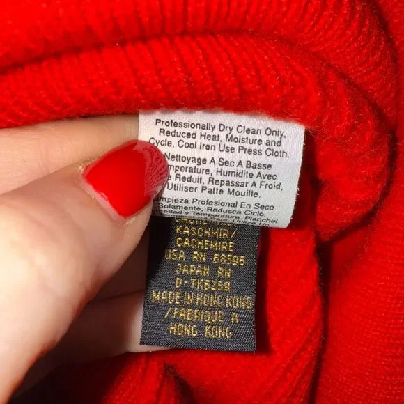 Donna Karan 100% Cashmere Ribbed Cardigan - Red M